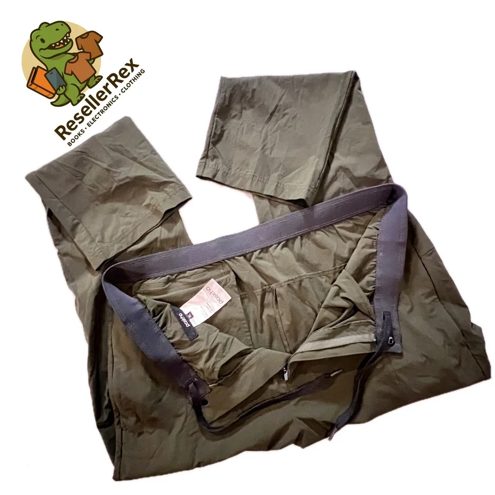 Pashko Mens Olive Green Cargo Pants Elastic Waist Drawstring Outdoor Size XL